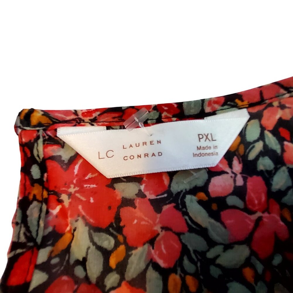 Lauren Conrad Red Floral Long Sleeve Dress Size  PXL Polyester Made In Indonesia - Picture 4 of 11